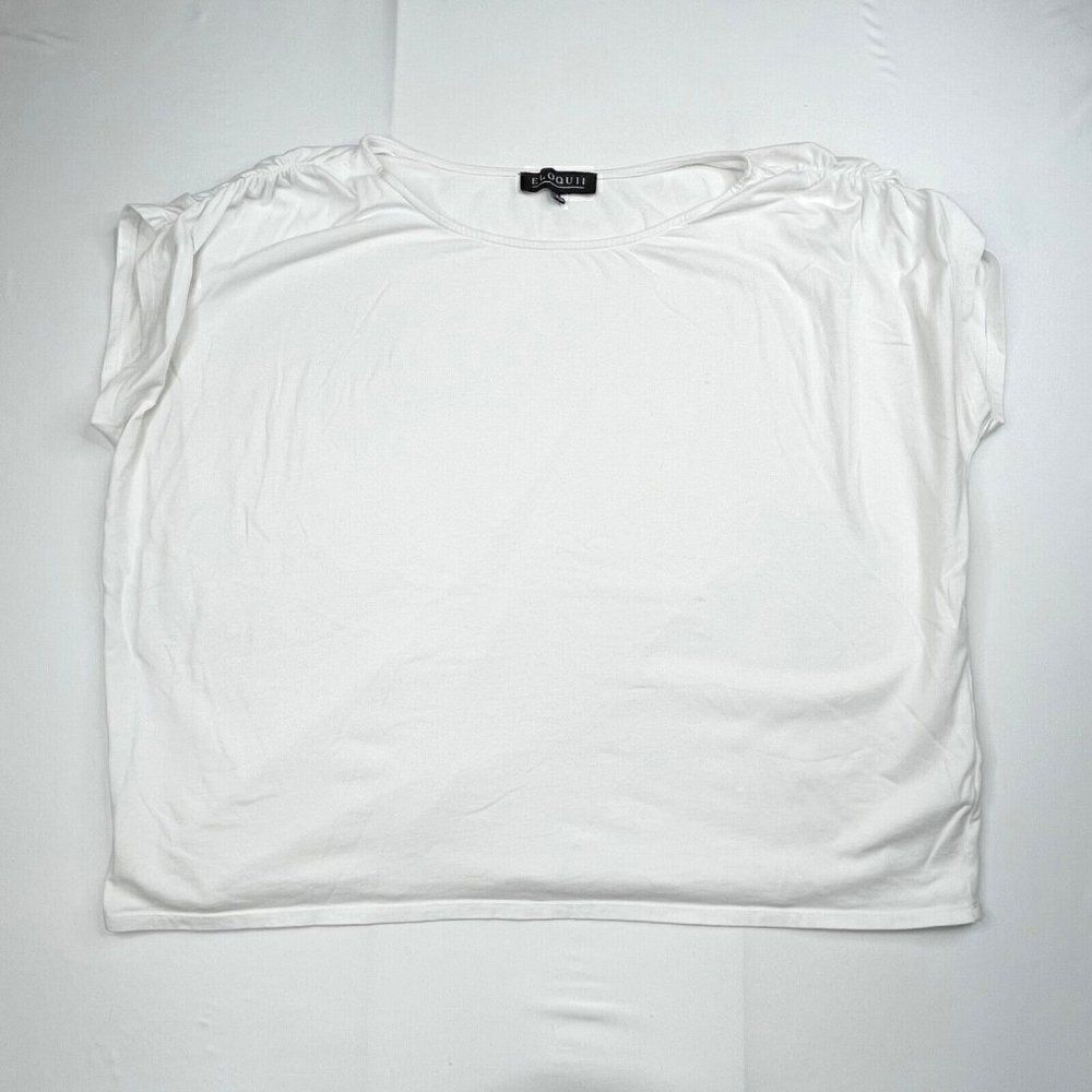 Eloquii Ruched Tee White 